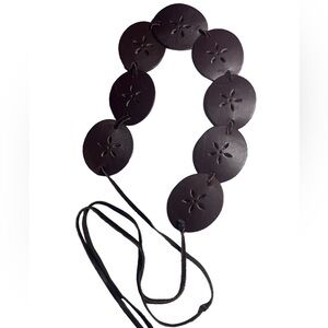 Aeropostale Leather Circle  Badges Belt with Leather Belt Ties 67” total